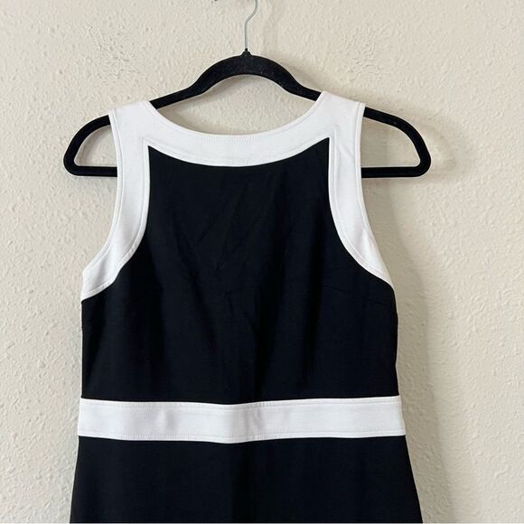 Talbots Ponte Knit Sleeveless Sheath Dress Black and White Size 6 - Picture 2 of 8